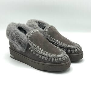 NEW Blondo Gray Suede Waterproof Moccasins with Faux Fur Lining Size 6 with Box
